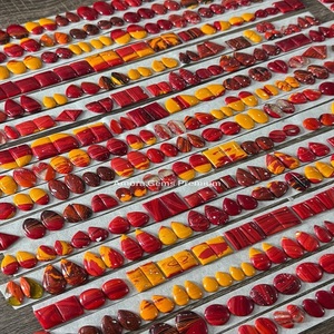 Designer Rosarita jaune rouge paires de pierres précieuses cabochons assortis en vrac pour la fabrication de bijoux boucles d'oreilles bagues pendentif collier artisanat - Product Image 1