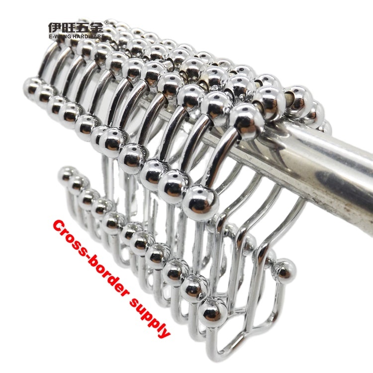 Set Of 12 Daisy Shower Curtain Hooks - Rustproof Chrome-Plated Double Hooks For Curtain & Liner (Silver) - View #5