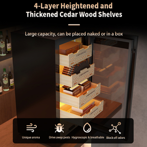 Armoire à cigares de haute qualité à température et humidité constantes avec contrôle WIFI 360 °   Armoire à cigares électrique à refroidissement par air et élimination de l'ammoniac - Product Image 2
