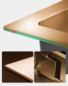 Fregadero de cocina multifuncional moderno de acero inoxidable, de un solo tazón, bajo encimera, con nanotecnología de oro engrosado, fabricado a máquina para el hogar. - Product Image 6