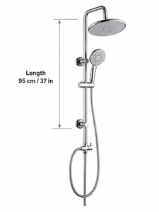 Ensemble de douche de luxe moderne, kit complet mural en laiton chromé avec pommeau de douche et douchette à main - Product Image 4