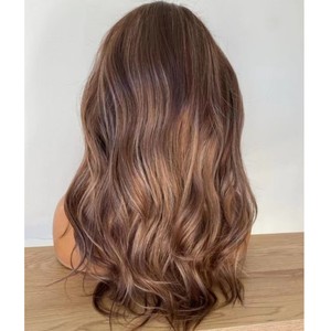 Perruque pour femmes, couleur blond <span class=keywords><strong>miel</strong></span> ombré, Balayage ondulé, nœuds invisibles, cheveux humains européens doux, perruques en dentelle - Product Image 3