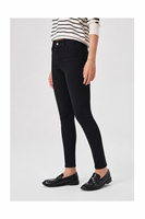 Jean Skinny Noir Uni Extensible Taille Moyenne Coupe Slim Longueur Cheville pour Femme – Idéal Quotidien, Décontracté, Bureau – Personnalisation OEM ODM