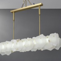Lustre LED en dalle de marbre naturel de designer, suspension de luxe en albâtre à bord brut, lampe à anneau en laiton doré pour salle à manger et salon
