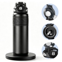 Bouteille de voyage isotherme portable réutilisable en acier inoxydable, anti-fuite, à double paroi, avec paille et couvercle