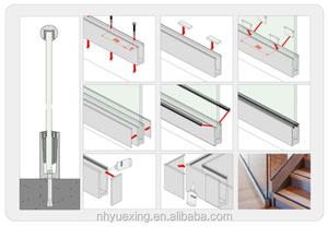 Base de <span class=keywords><strong>aluminio</strong></span> zapato sin marco barandilla de <span class=keywords><strong>vidrio</strong></span> de sistema para balcón Staris piscina - Product Image 5