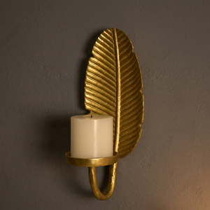 Elegante Portavelas de Pared con Hojas Doradas, Soporte Metálico para Velas de Té y Velas de Pilar, para Decoración del Hogar, Sala de Estar y Comedor - Product Image 4