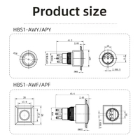 Interruptor de Botón Pulsador de Cabeza Plana HBAN de 22 mm, 2NO2NC, 250 V, 5 A, Plástico ABS, LED, IP40, Momentáneo/Retráctil, Control Electrónico Industrial