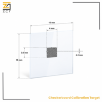 Objetivo de Calibración de Vidrio con Patrón de Cuadros y Diseño Cromado para Calibración de Cámaras, Corrección de Distorsión de Lentes y Visión Artificial