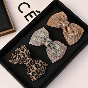 إكسسوارات شعر نسائية من BPHNE مشبك شعر مزين بالأحجار الكريمة على شكل فيونكة مشابك شعر أنيقة بنقشة الفهد مرصعة بالأحجار - Product Image 1