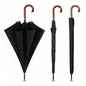 Paraguas Recto Personalizado de 23 Pulgadas con Mango de Madera en Forma de J, Regalo Empresarial de Lujo con Logotipo Impreso para Hotel - Product Image 4