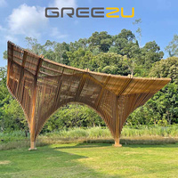 Estructura de estructura de madera de bambú para Resort, pilares de madera de bambú tratados para la construcción, viga de bambú de ingeniería