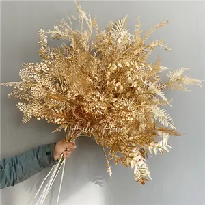 ステージセット人工ゴールドカラー装飾花卸売ゴールドカラープラスチック葉