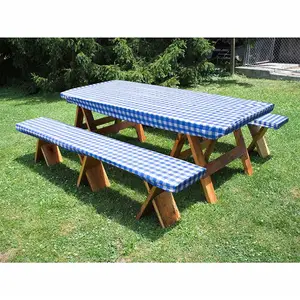 Housse de table de pique-nique et de bancs Mantel 72*30 pouces, 3 pièces, élastique, ajustée, pour le camping - Product Image 1