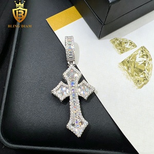 Pendentif <span class=keywords><strong>en</strong></span> argent sterling S925 tendance, motif <span class=keywords><strong>épée</strong></span> et croix, serti de moissanite VVS, style hip-hop, prix de gros, prêt à expédier, faible MOQ - Product Image 4