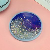 Acrylique Quicksand Sous-verres Creative Silicone Antidérapant Noël Flocon De Neige Sous-verres Mignon Rond Sous-verres Décorations Pour La Maison