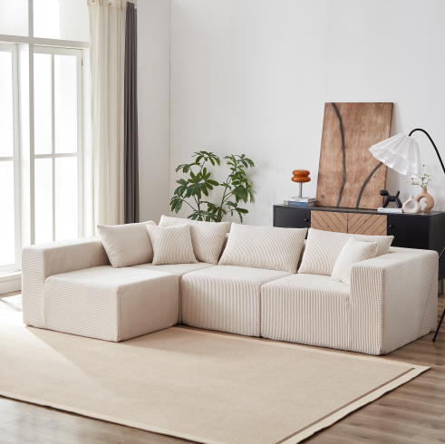 Beige + Corduroy + 4 Seat