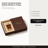 Boîte cadeau de luxe personnalisée marron à tiroir pour parfum, rigide, pour une seule bouteille, pour les maisons de parfums, marché américain, nouveau design
