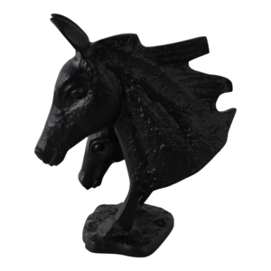 Scultura a doppia testa di cavallo, statua equestre nera per decorazioni casa e ufficio - Product Image 4