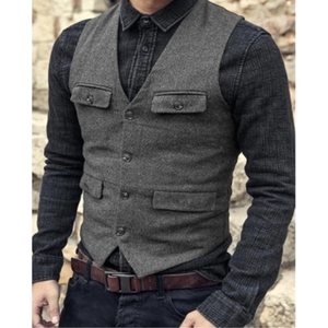 <span class=keywords><strong>Gilet</strong></span> da <span class=keywords><strong>uomo</strong></span> grigio a spina di pesce in <span class=keywords><strong>lana</strong></span> Tweed Vintage <span class=keywords><strong>gilet</strong></span> con collo a V Slim Fit formale da lavoro per matrimonio da <span class=keywords><strong>uomo</strong></span> - Product Image 1