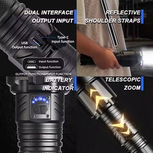 Asafee <span class=keywords><strong>G999</strong></span> - Potente Linterna LED USB Recargable para Exteriores con Clasificación IP65, Zoom Telescópico, Alta Potencia, Aleación de Aluminio - Product Image 2