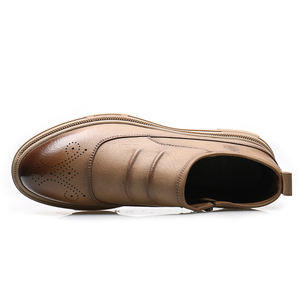 รองเท้าบูทเชลซีสไตล์อังกฤษย้อนยุคสำหรับผู้ชาย แฟชั่นลำลองสำหรับธุรกิจ ปิดแบบผูกเชือก บุหนังแท้ เหมาะสำหรับใส่กลางแจ้ง - Product Image 4