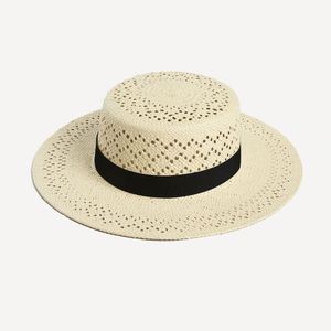 New Fashionable Casual Paper Straw Boater <b>Hat</b> Spring Summer Hollow Out Beach <b>Hat</b> - Product Image 3