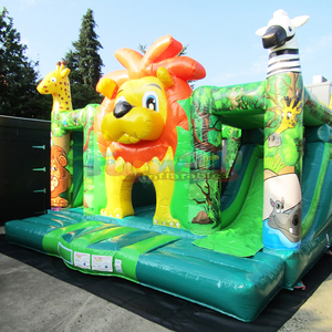 Aufblasbare hupfburg kids outdoor jumping <b>house</b> combo <b>inflatable</b> safari bouncy castle with slide commercial - Product Image 4