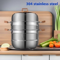 Cuisinière vapeur multicouche en acier inoxydable 304 Yolecen, épaissie, multifonctionnelle et à trois niveaux, idéale comme cadeau