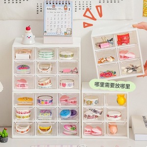 <b>Storage</b> <b>Drawers</b> Transparent Stackable Desktop Organizer <b>Plastic</b> 33x15x85cm Five Layers For Desk Neatening - Product Image 1