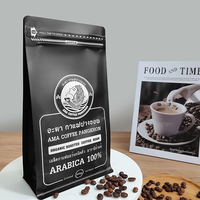 Sachet d'emballage souple personnalisé à fond plat carré à huit soudures, avec soufflet latéral, valve et fermeture éclair, pour café et snacks