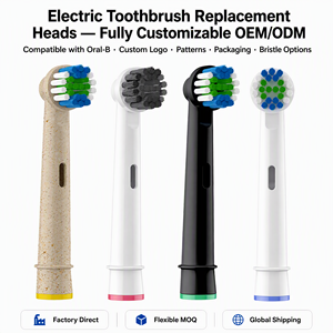 Têtes de rechange personnalisées pour brosses à dents compatibles <span class=keywords><strong>Oral</strong></span>-<span class=keywords><strong>B</strong></span>, poils moyens, 94 % des extrémités arrondies, indicateur de décoloration, usine OEM ODM - Product Image 1