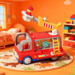 LK camion dei pompieri giocattolo per 5-7 anni veicolo di soccorso interattivo con luci/suoni mobili scala e tubo antincendio accessori - Product Image 4