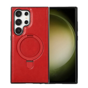 Ring Holder Magnetic Phone Case for Samsung S25 S24 S23 S22 Ultra Plus Wireless Charging Shockproof PU Leather <b>Protector</b> <b>Cover</b> - Product Image 6