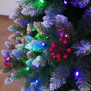 <b>Lighted</b> Pointed-Tip White Flocked PVC Automatic Christmas <b>Tree</b> with Berries, for Living Room & Mall Christmas Decoration - Product Image 6