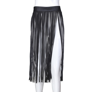 Vestidos largos de cuero con flecos, falda hula, ropa de bar, arnés corporal, lencería erótica, BDSM, sexo - Product Image 1