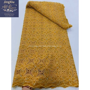 Tela de Encaje Bordada con Flores Geométricas en <span class=keywords><strong>Verde</strong></span> Oscuro, con <span class=keywords><strong>Lentejuelas</strong></span> y Pedrería, para Vestidos de Kaftan Aso Ebi Nigerianos - Product Image 6