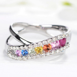 Anello a Croce Arcobaleno per Donne, Elegante Gioiello da Dito alla Moda - Product Image 3