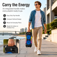 HANSUO HS-TD04A8 Enceinte portable double 4 pouces pour fêtes avec batterie 1800 mAh, lumières RGB, USB, radio FM, enregistrement et télécommande