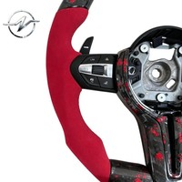 Volant sport perforé en fibre de carbone forgée YZ à 3 branches avec couleur de surpiqûre personnalisée pour les modèles M3/F20-F32/F22