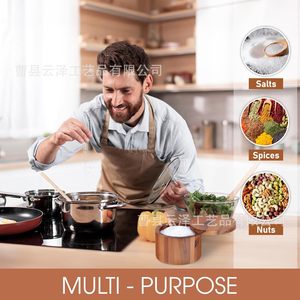 Cross-border wooden <b>spice</b> <b>jars</b>, <b>spice</b> boxes, kitchen tools, wooden storage boxes, condiment storage containers, wooden salt - Product Image 3