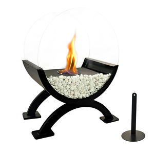 Calentadores de Patio, Chimenea de Metal Negra, Chimenea Redonda de Vidrio, Chimenea de Etanol Independiente Grande y Estable para Decoración del Hogar - Product Image 5