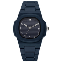 Classique Moyen-Orient Chiffre Arabe Cadran Bleu Or Quartz Montre pour Hommes Casual Silicone Montre Peut Personnaliser
