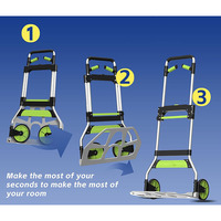 Chariot à main pliable en aluminium avec poignée réglable, conception de chariot à main portable