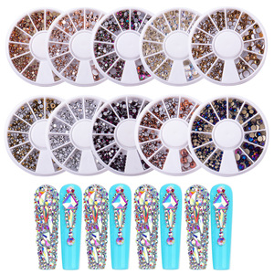 12 Rejillas de Cristales Planos Iridiscentes Mixtos para Decoración de Uñas y Joyería al por Mayor - Product Image 1