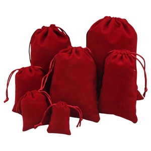 Custom logo Printing Wine <b>Red</b> Custom Branded Drawstring Pouch Small Custom Jewelry <b>Gift</b> Velvet <b>Bag</b> Pouch - Product Image 1