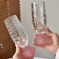 Verre à champagne rose vintage artisanal gaufré 200 ml, coupe à vin rétro à pied court pour la décoration de bar à domicile
