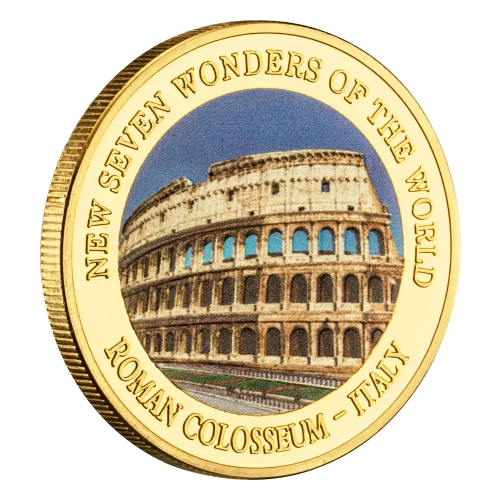 이탈리아 로마 콜로세움 금도금 기념 동전, 색판 인쇄 기프트