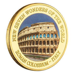 Italie grands bâtiments Colisée romain plaqué or pièces Souvenir impression couleur nouveau sept merveilles du monde pièce cadeau - Product Image 5