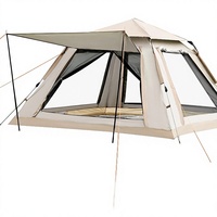 Tente de camping instantanée 3 saisons pour 4-6 personnes, 2 fenêtres en maille et 2 portes, installation facile avec vestibule et bâche de protection contre la pluie
